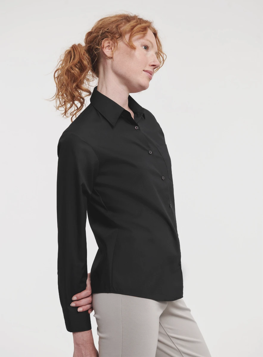 Russell Ladies Poly-Cotton Longsleeve Poplin Blouse