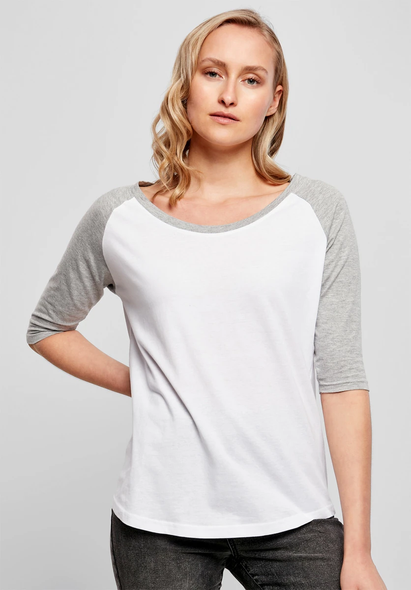 Build Your Brand Ladies 3/4 Contrast Raglan Tee