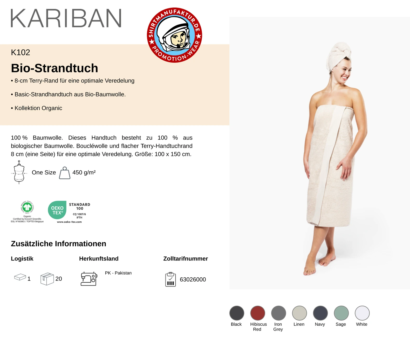 Kariban Bio-Strandtuch