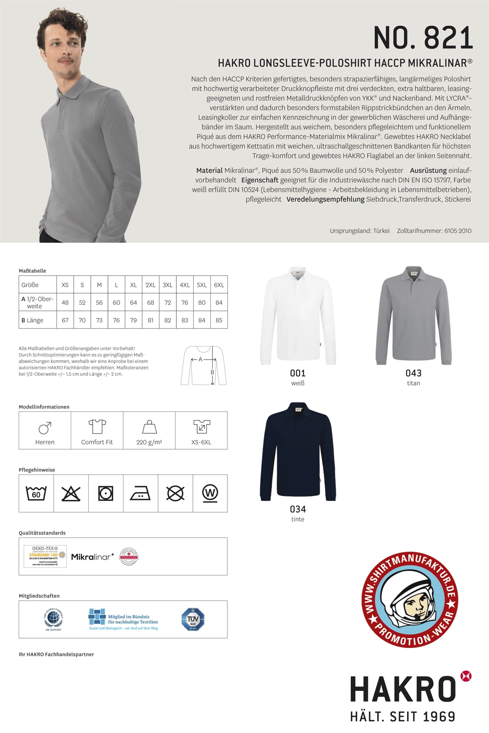 Hakro Longsleeve Polo HACCP Mikralinar Hakro Longsleeve Polo HACCP Mikralinar