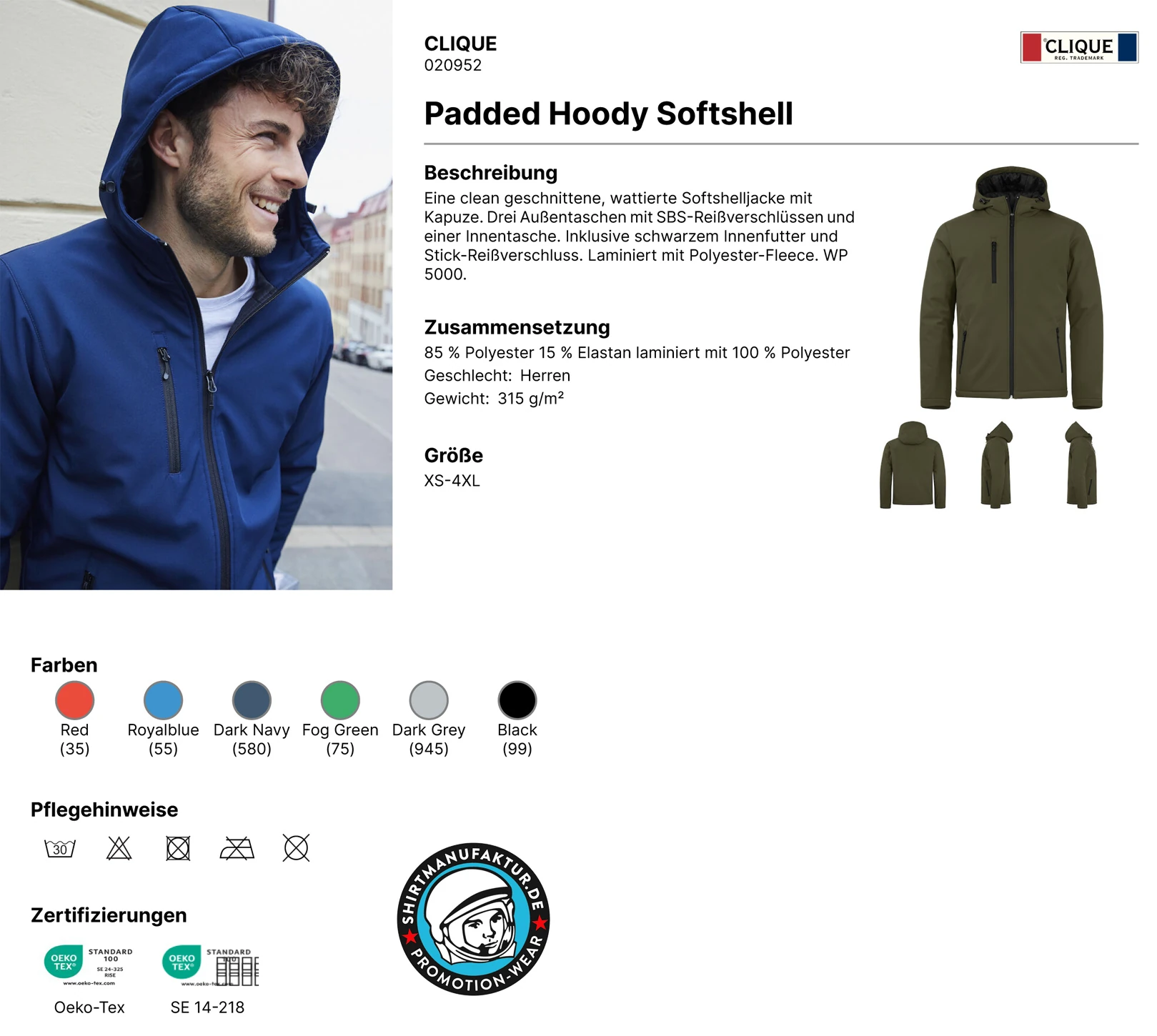 Clique Padded Softshell Hooded Jacket