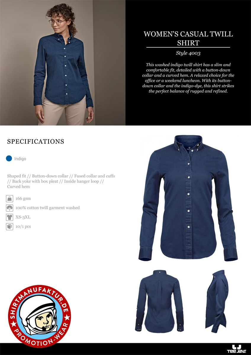 Tee Jays Womens Casual Twill Blouse