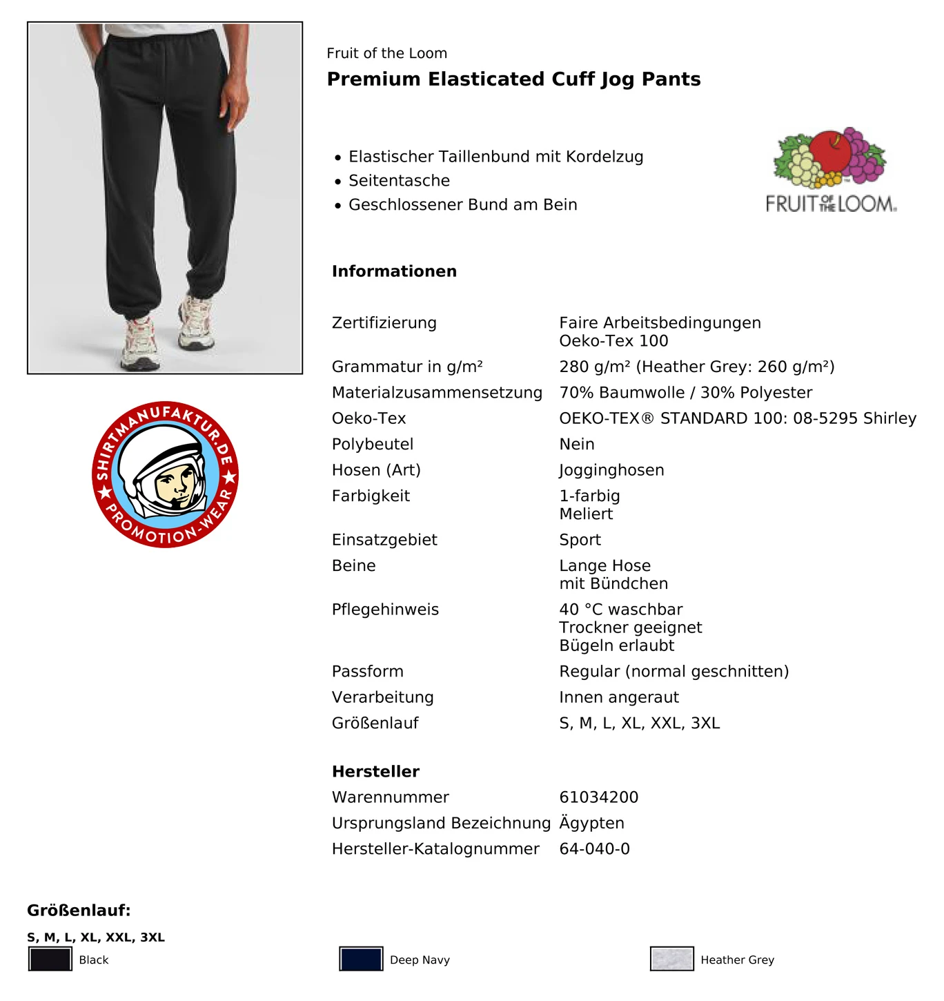 Fruit of the Loom Premium Elasticated Cuff Jog Pants