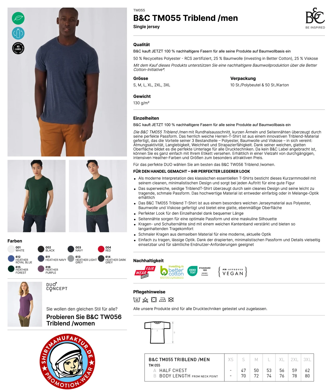 B&C Mens Triblend T-Shirt