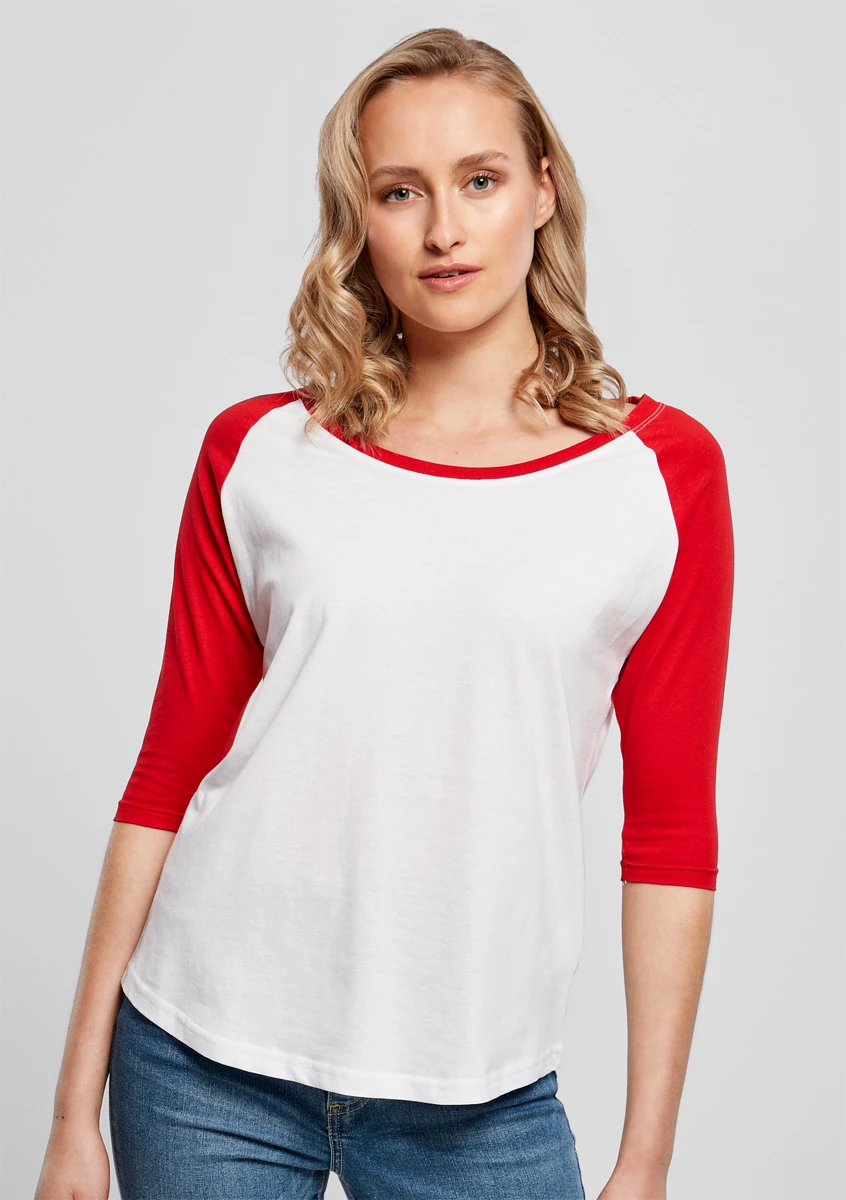 Build Your Brand Ladies 3/4 Contrast Raglan Tee