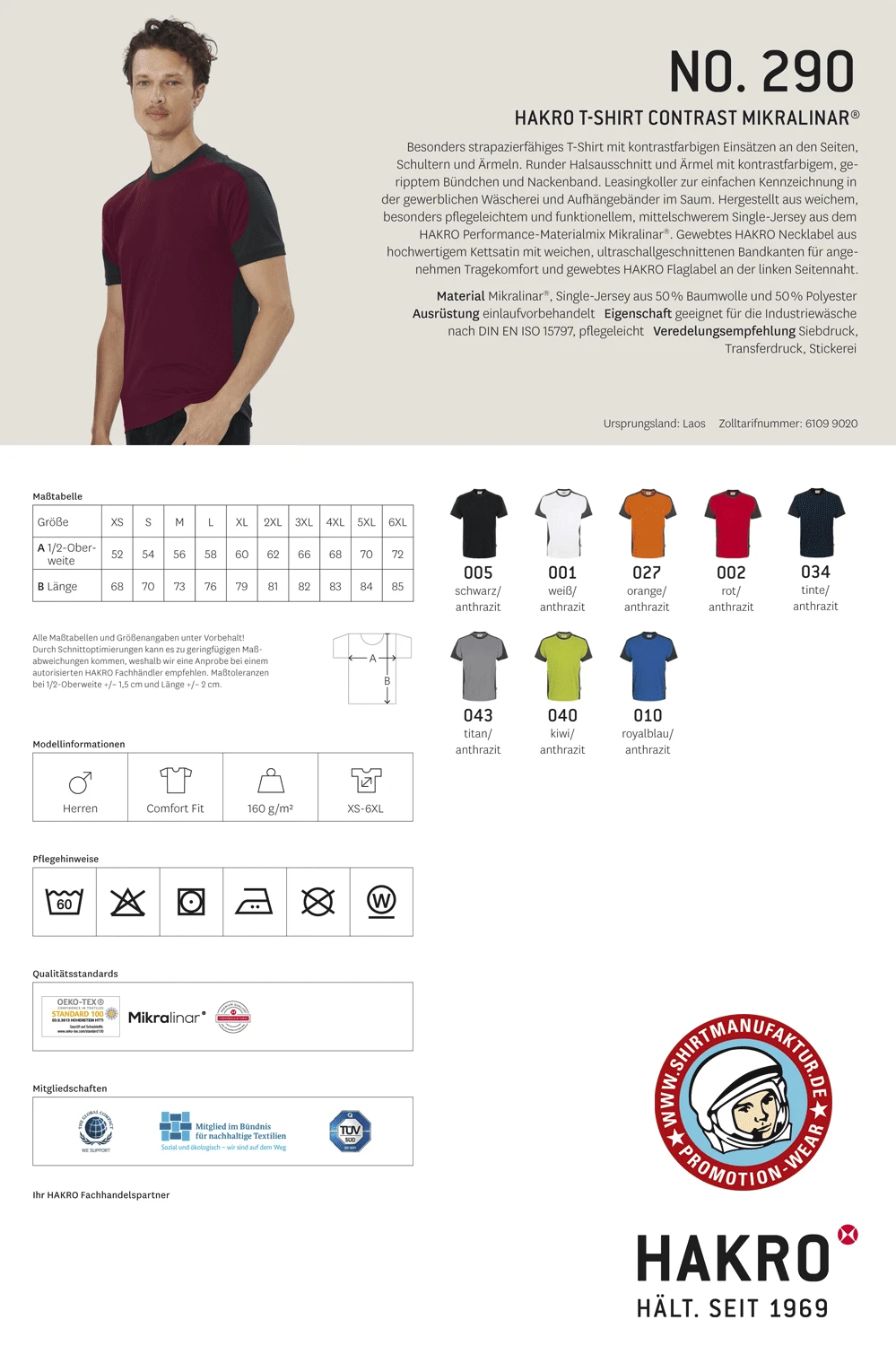 Hakro T-Shirt Contrast Mikralinar