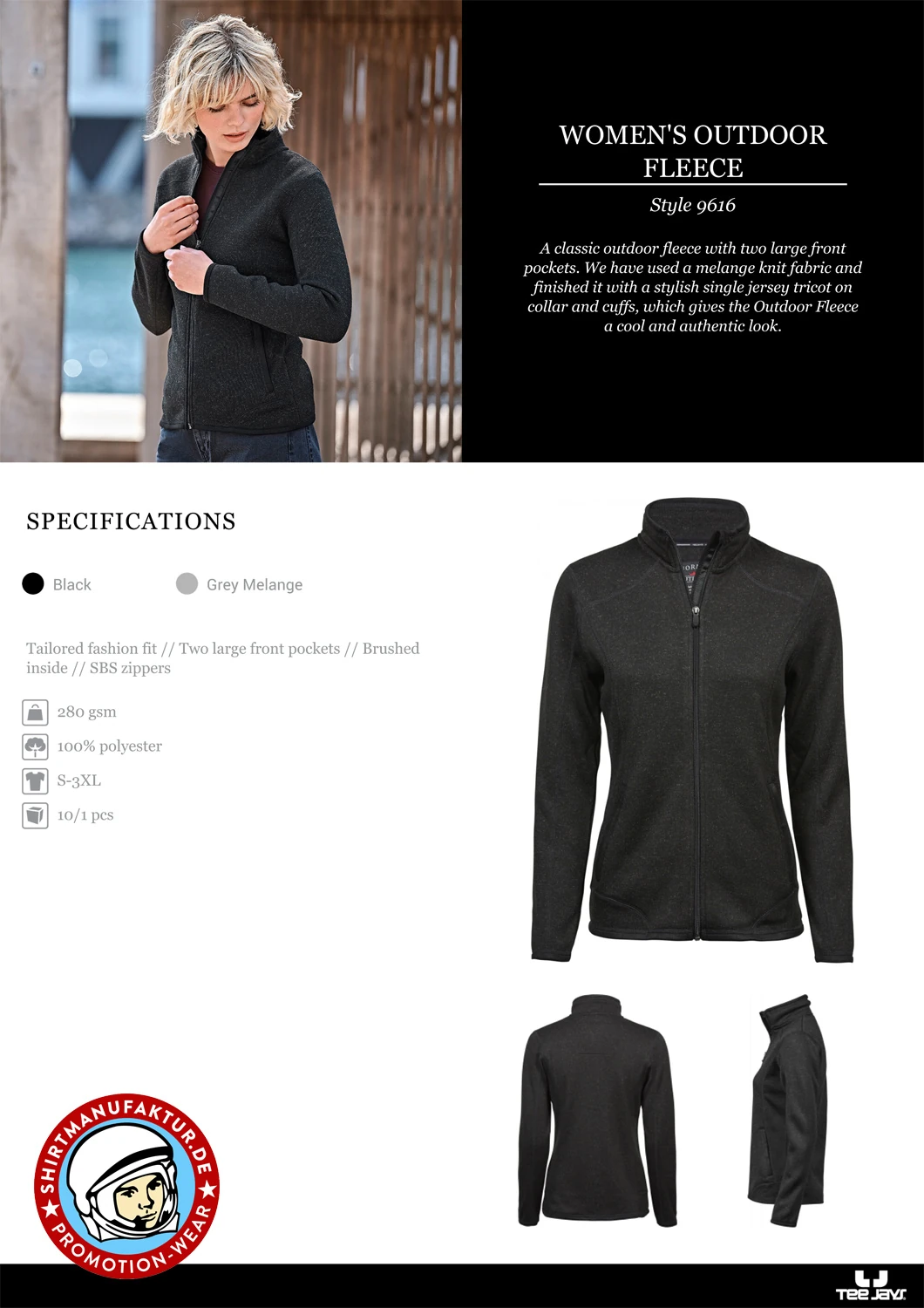 Tee Jays Womens Outdoor Fleece Jacket
