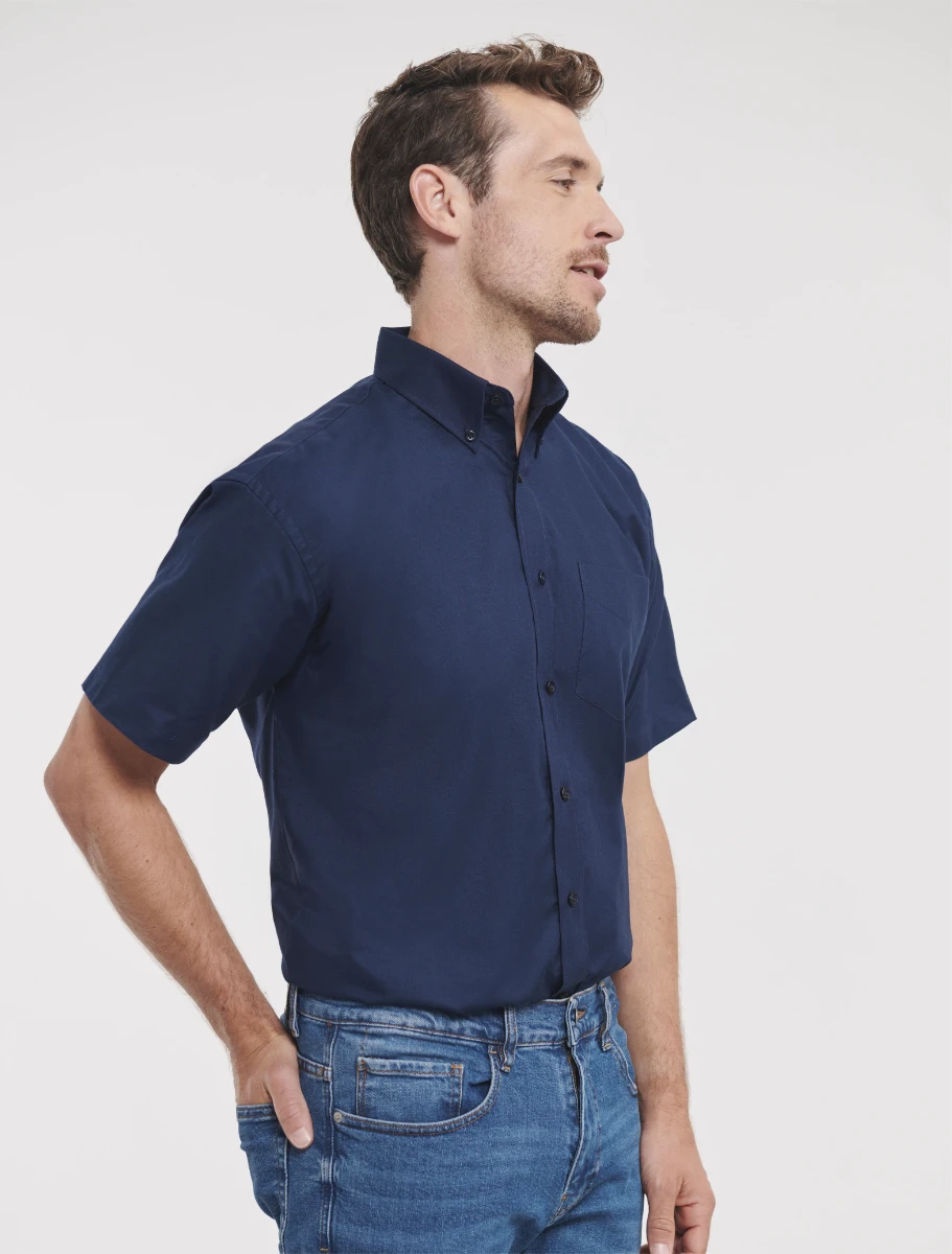 Russell Mens Short Sleeve Oxford Shirt