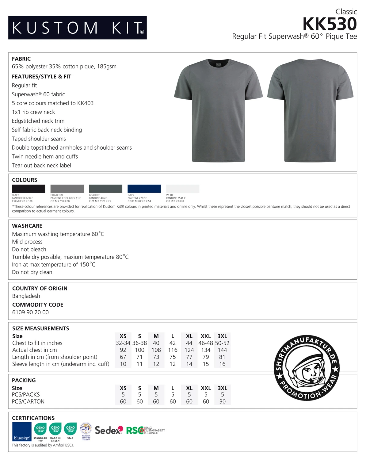 Kustom Kit Regular Fit Piqué Tee