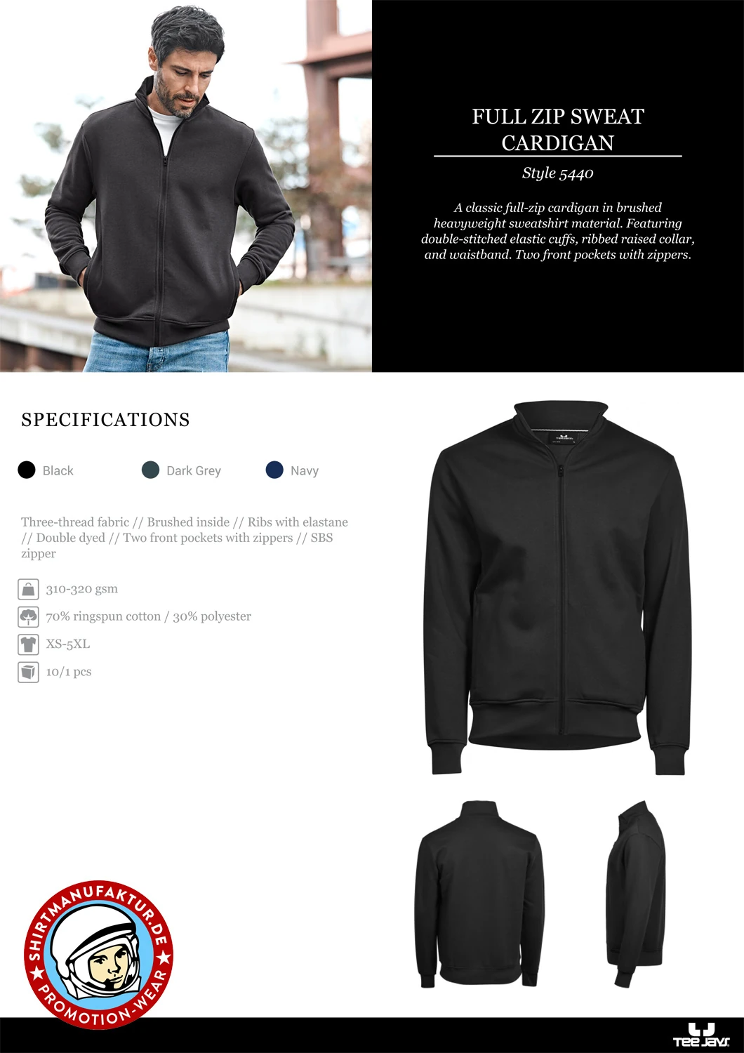 Tee Jays Full Zip Sweat Cardigan