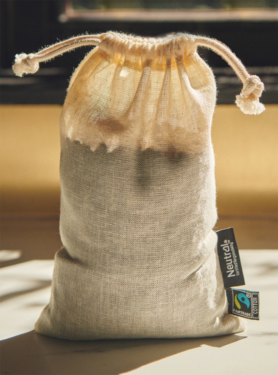 Neutral Cotton Bag With Drawstrings