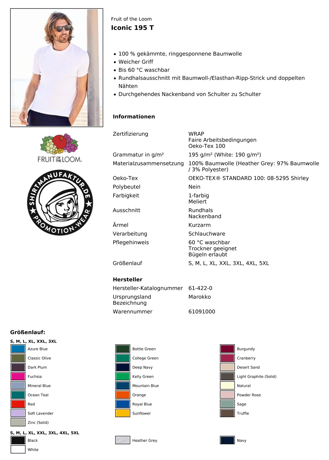Fruit of the Loom Iconic 195 T