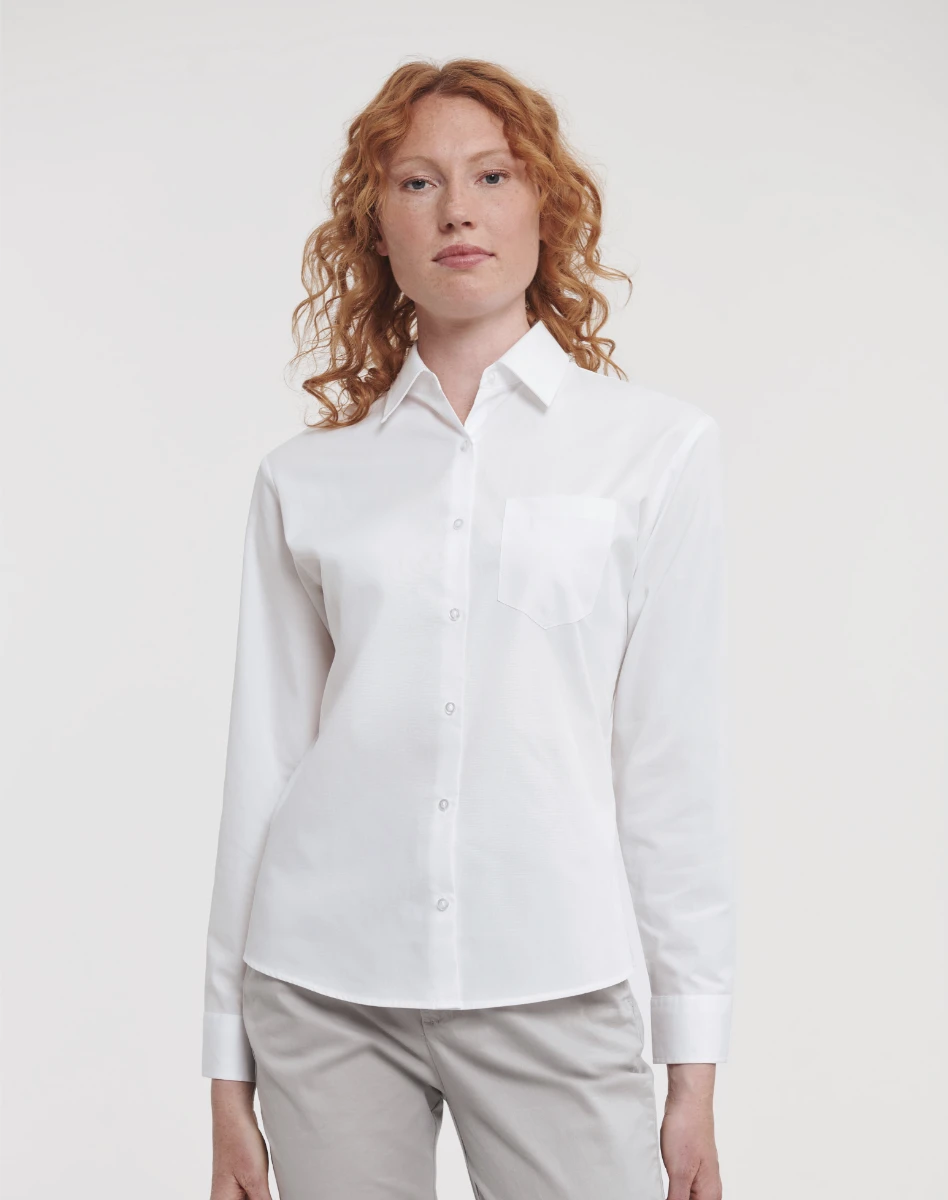 Russell Ladies Pure Cotton Longsleeve Poplin Blouse