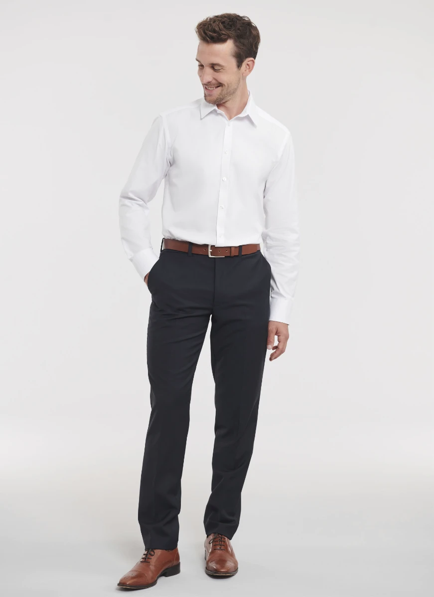 Russell Mens Longsleeve Herringbone Shirt