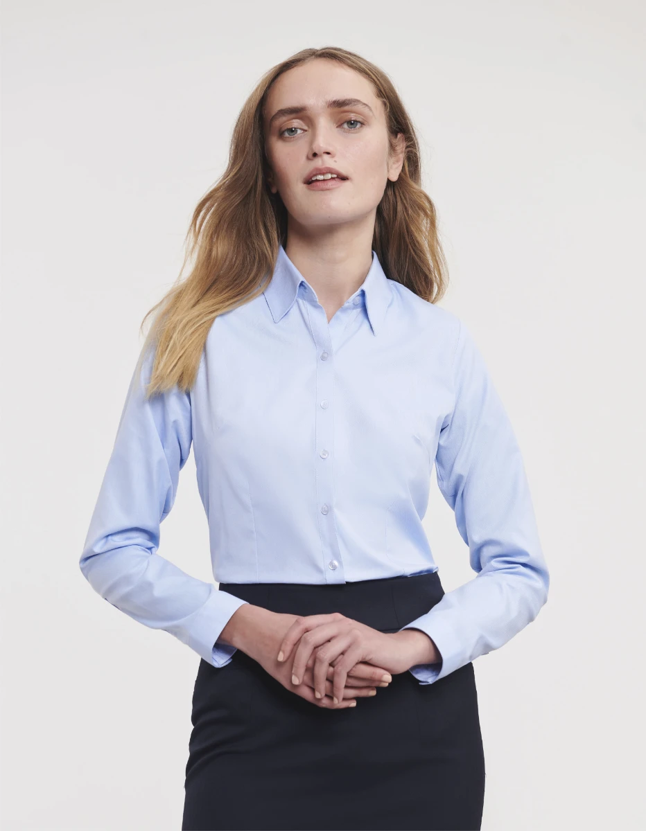 Russell Ladies Longsleeve Herringbone Blouse