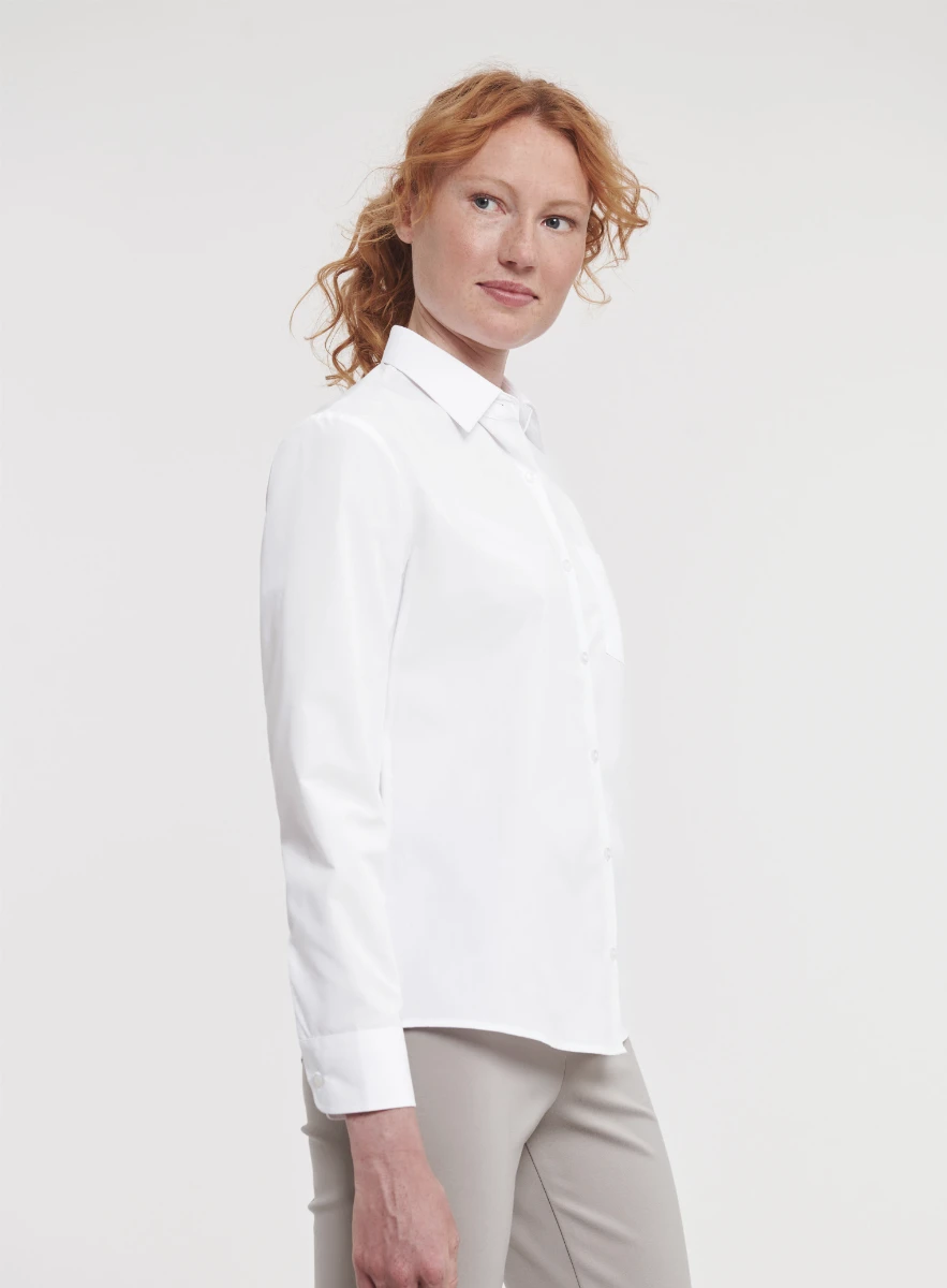 Russell Ladies Poly-Cotton Longsleeve Poplin Blouse