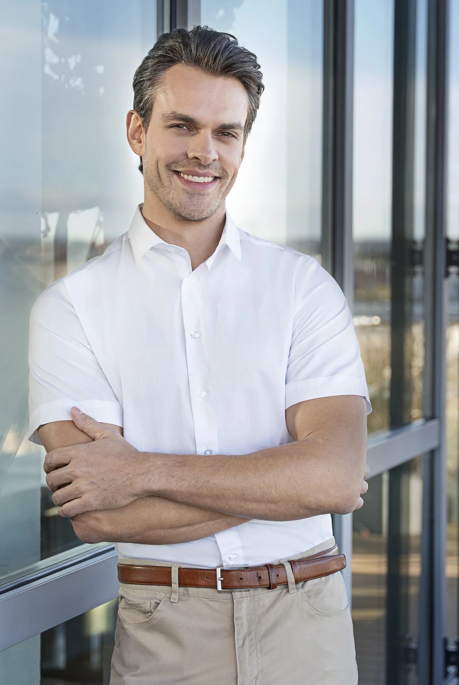 Karlowsky Kurzarm Herrenhemd Active-Stretch Slim-Fit
