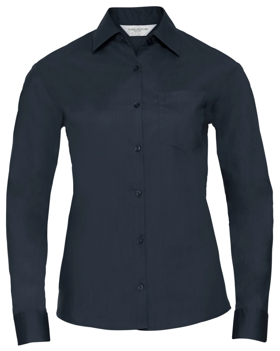 Russell Ladies Poly-Cotton Longsleeve Poplin Blouse