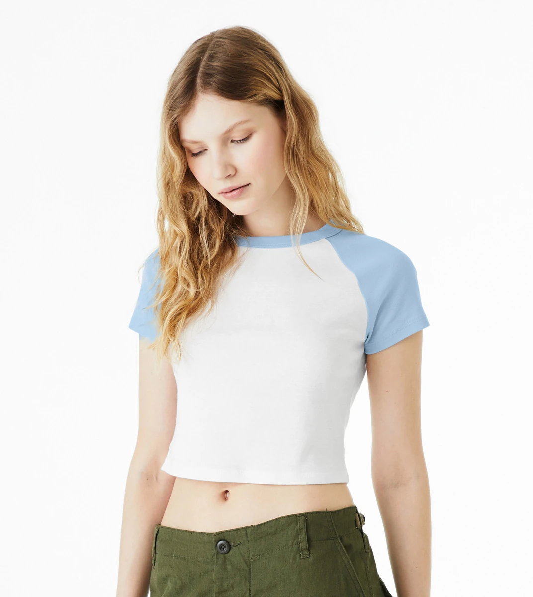 Bella Womens Micro Rib Raglan Baby Tee
