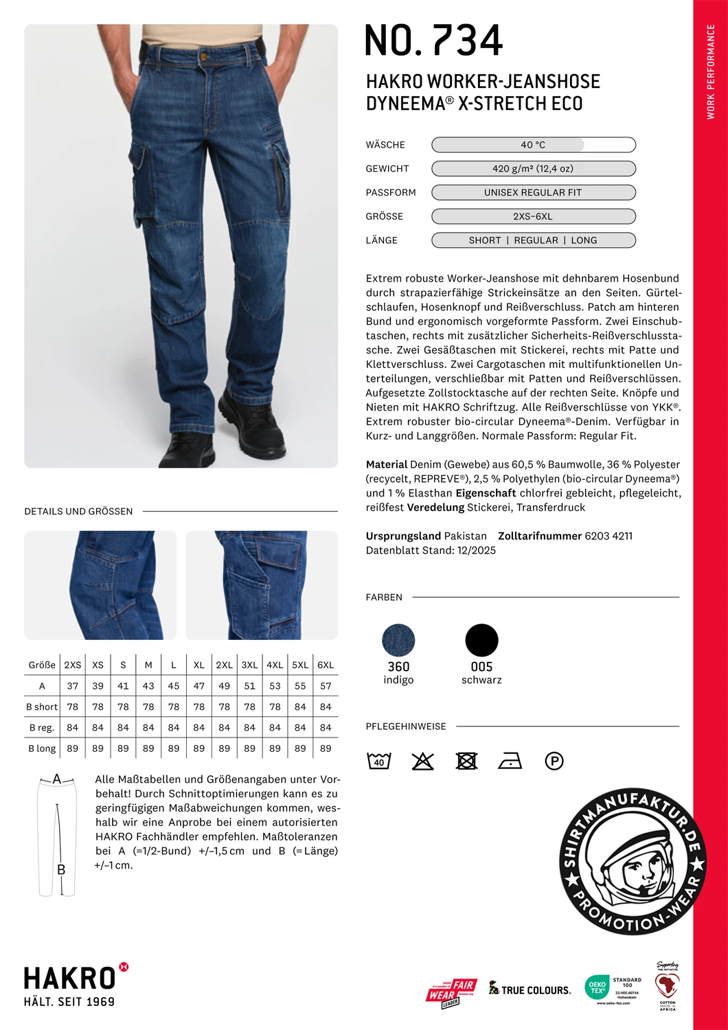 Hakro Worker-Jeanshose Dyneema X-Stretch Eco Hakro Worker-Jeanshose Dyneema X-Stretch Eco