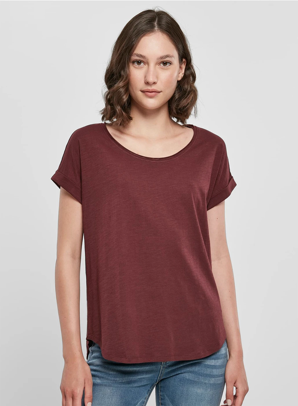 Build Your Brand Ladies Long Slub Tee