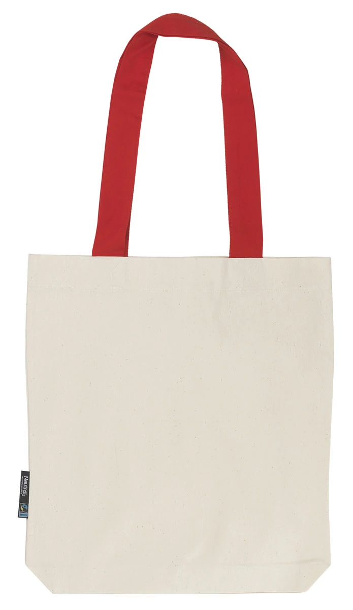 Neutral Twill Bag With Contrast Handles