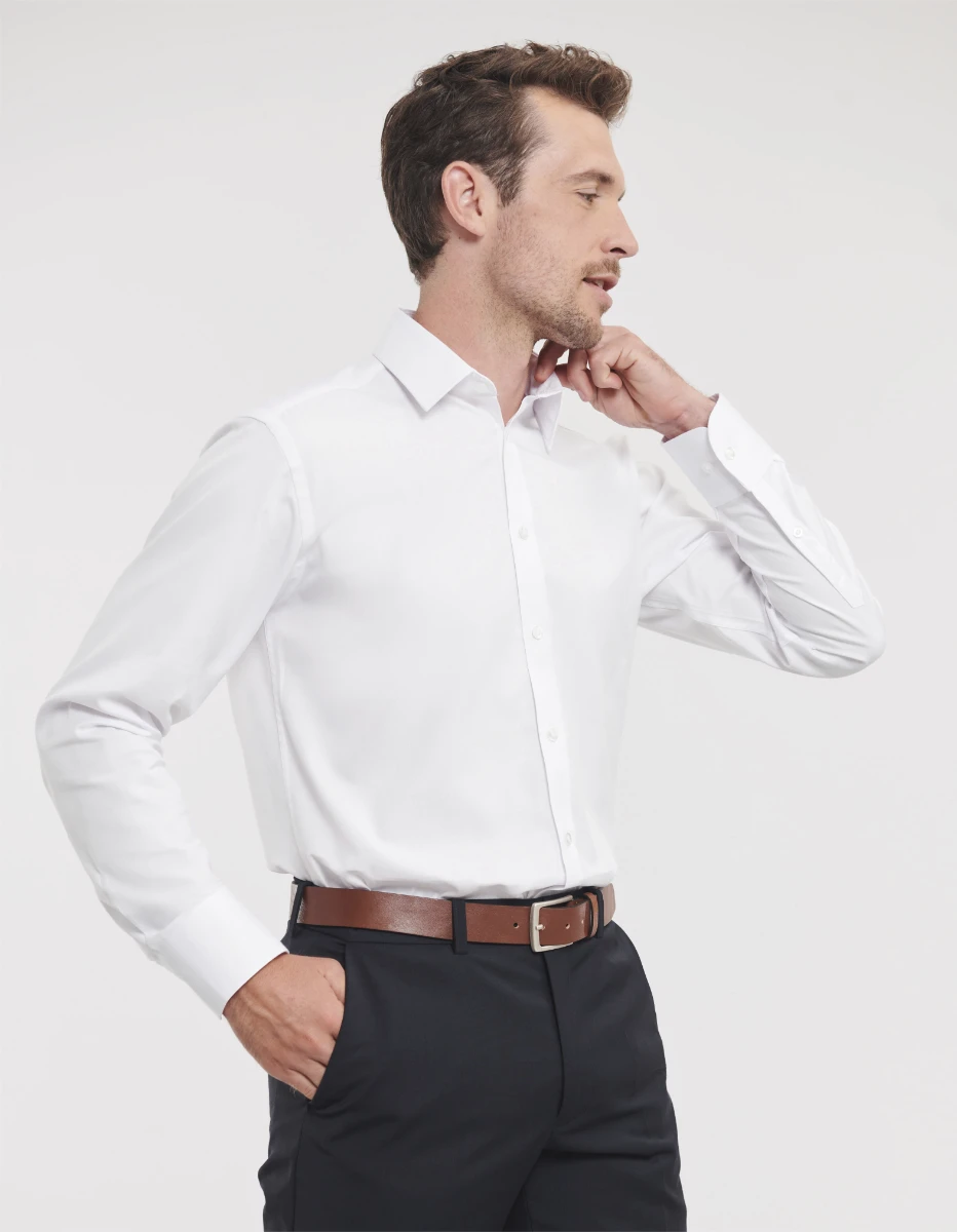 Russell Mens Longsleeve Herringbone Shirt