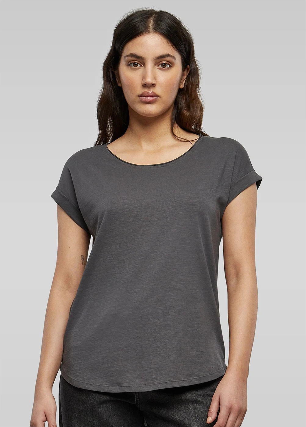 Build Your Brand Ladies Long Slub Tee