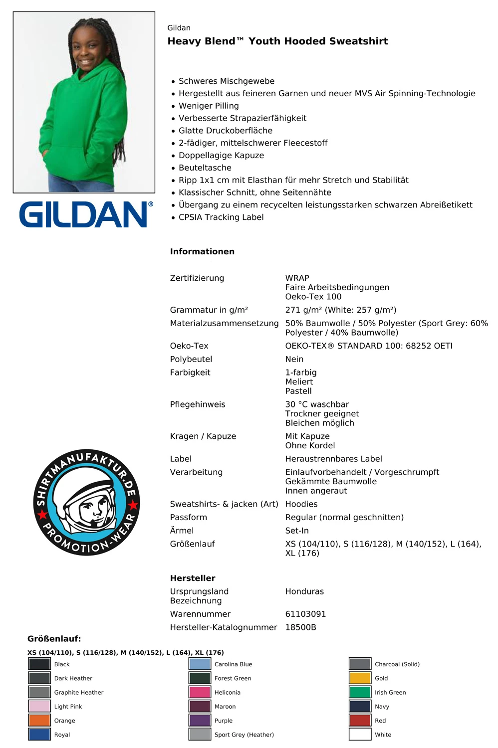 Gildan Heavy Blend Youth Hooded Sweatshirt