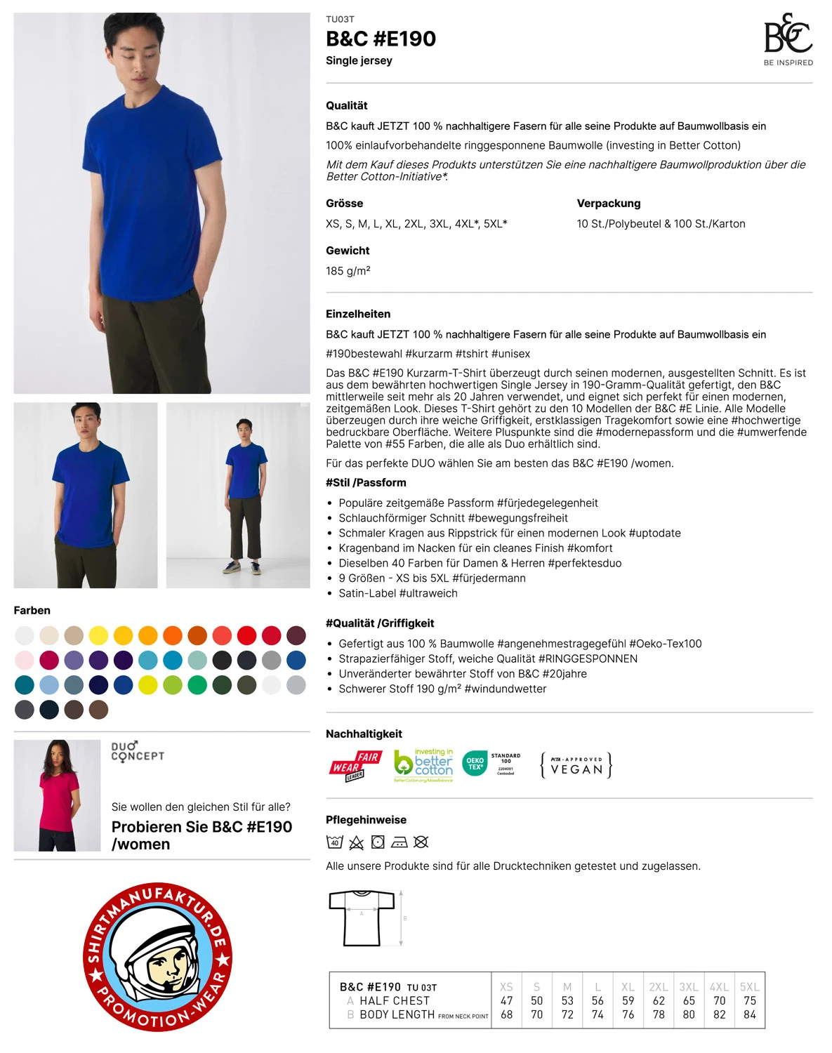 B&C Mens T-Shirt #E190