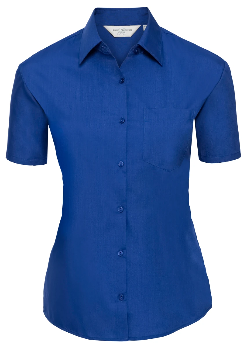 Russell Ladies Short Sleeve Poly-Cotton Poplin Blouse