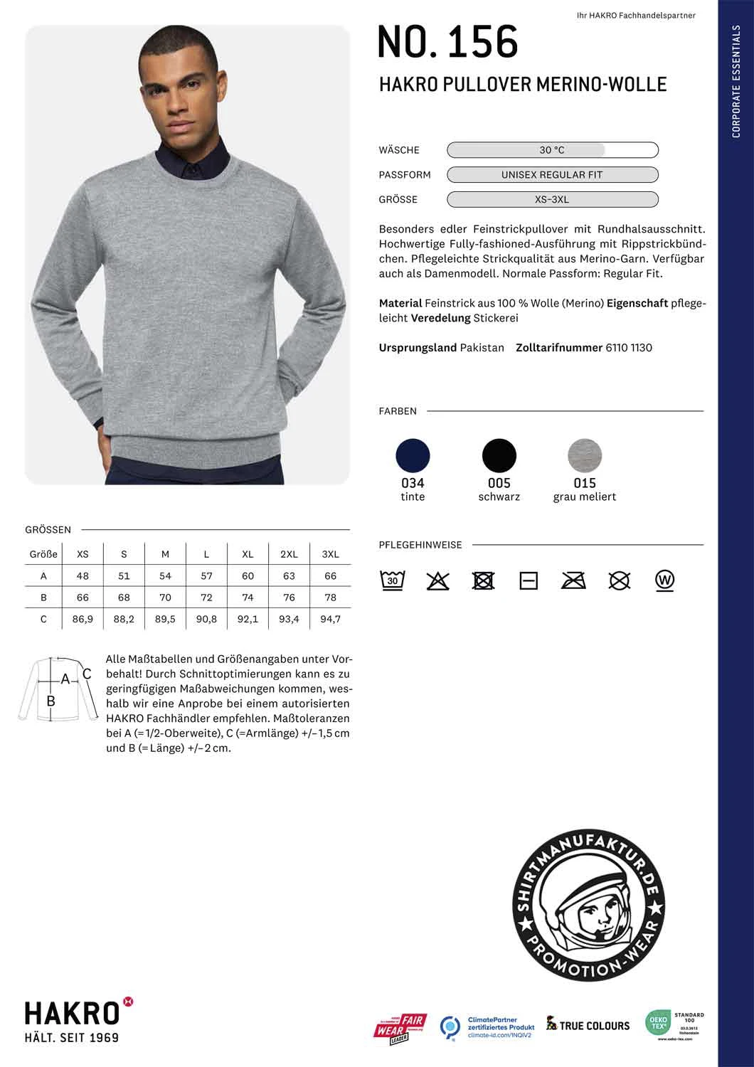 Hakro Pullover Merino Wolle