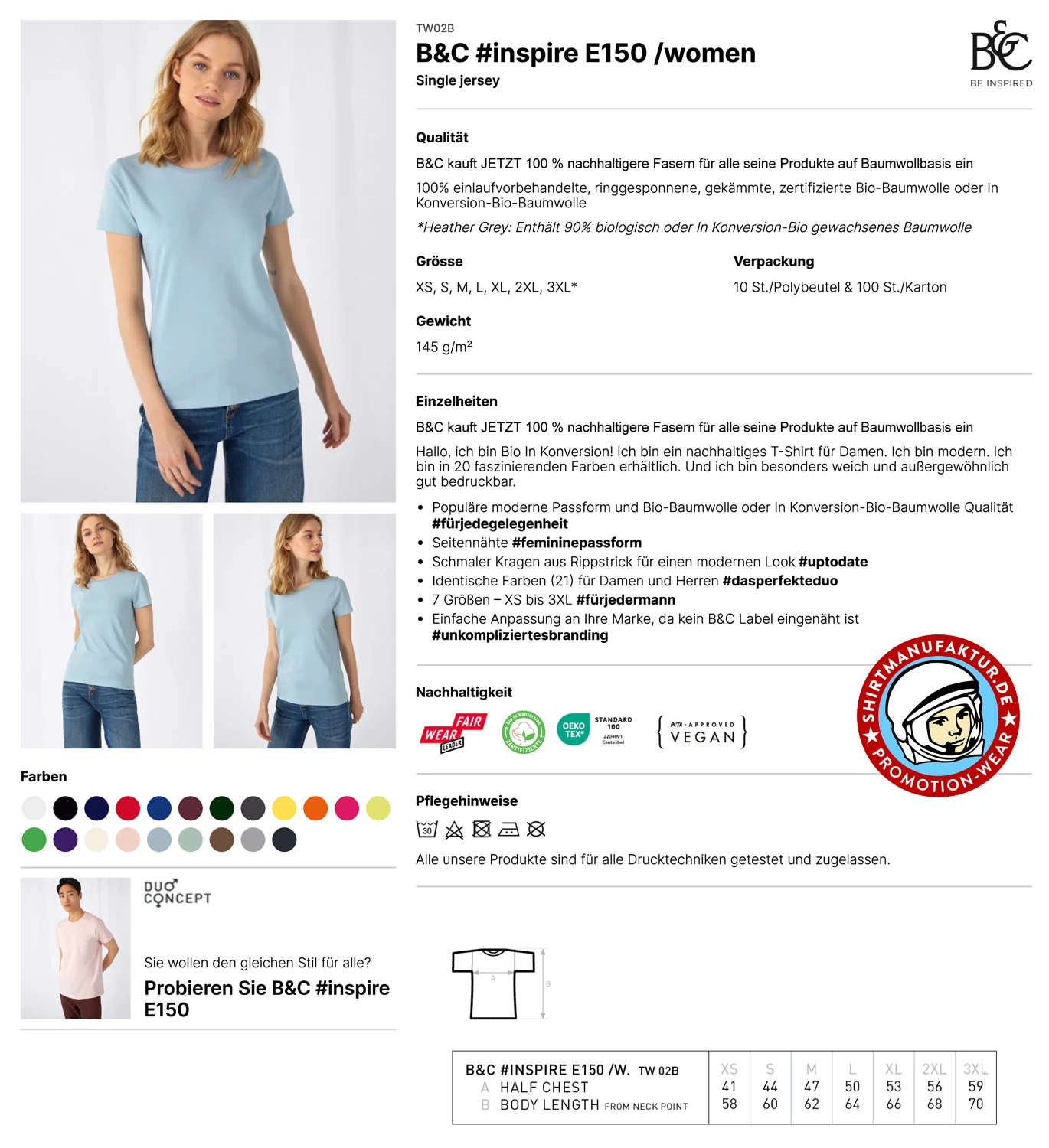 B&C Women #Inspire E150 T-Shirt
