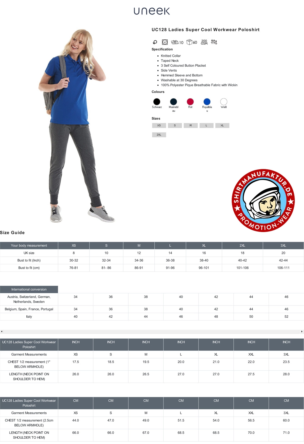 Uneek Ladies Super Cool Workwear Polo