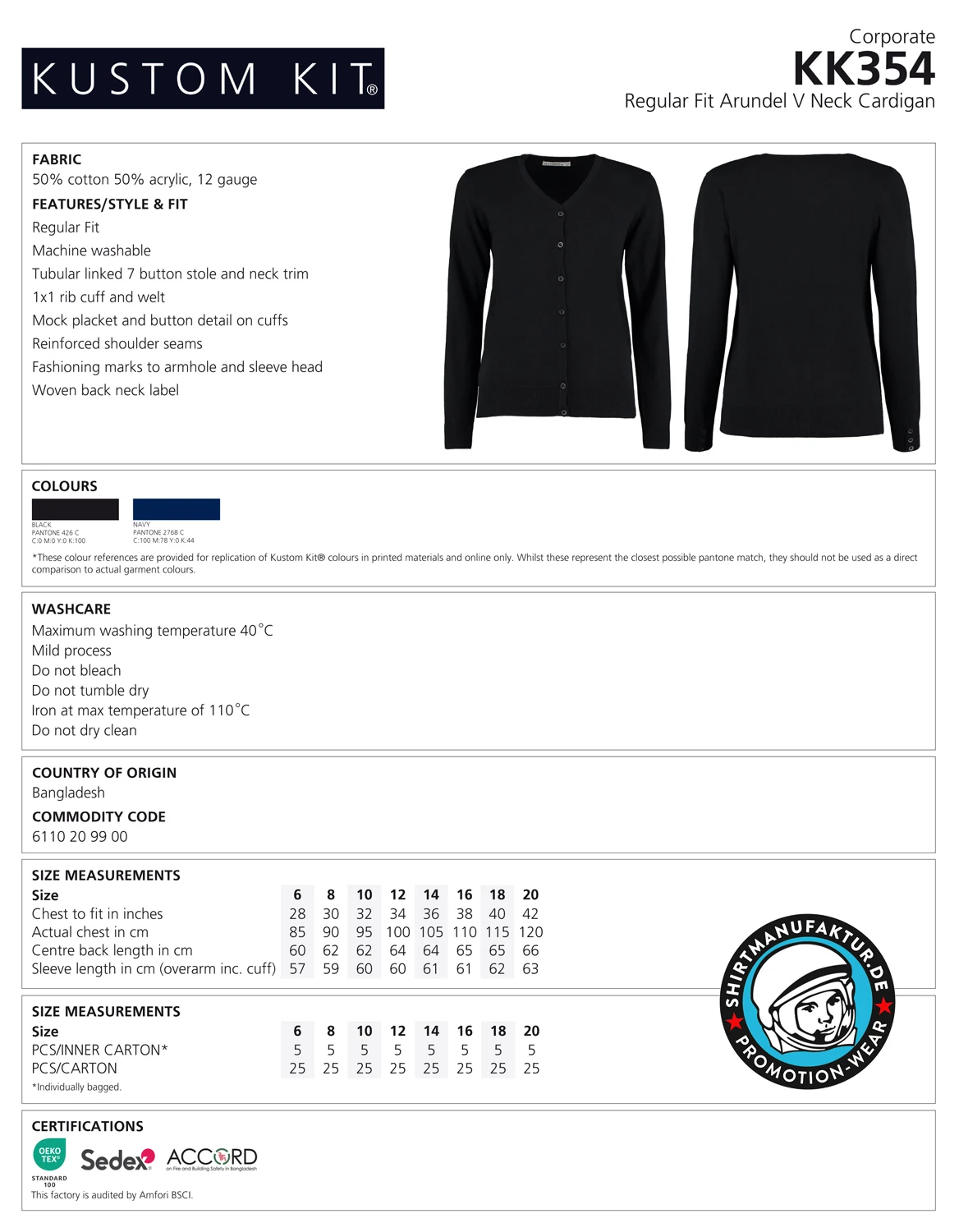 Kustom Kit Womens Arundel V-Neck Cardigan