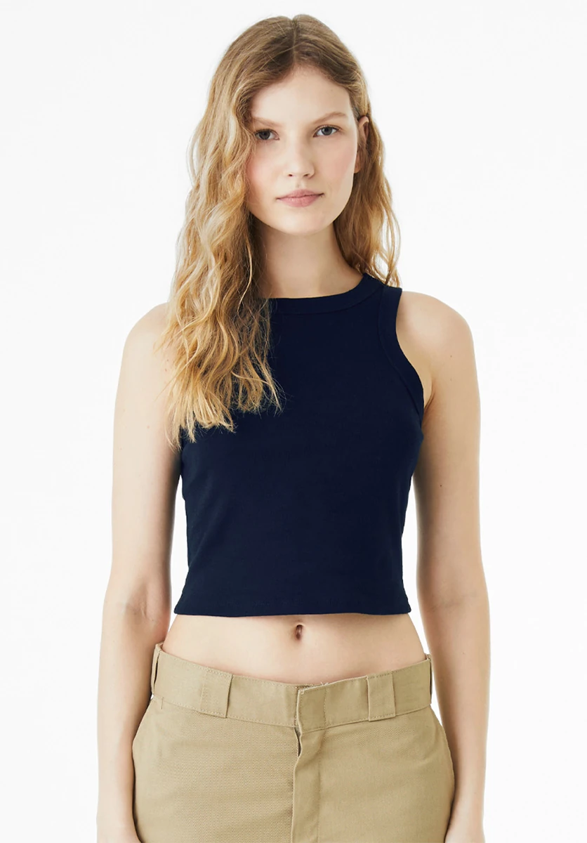 Bella Womens Micro Rib Racer Tank