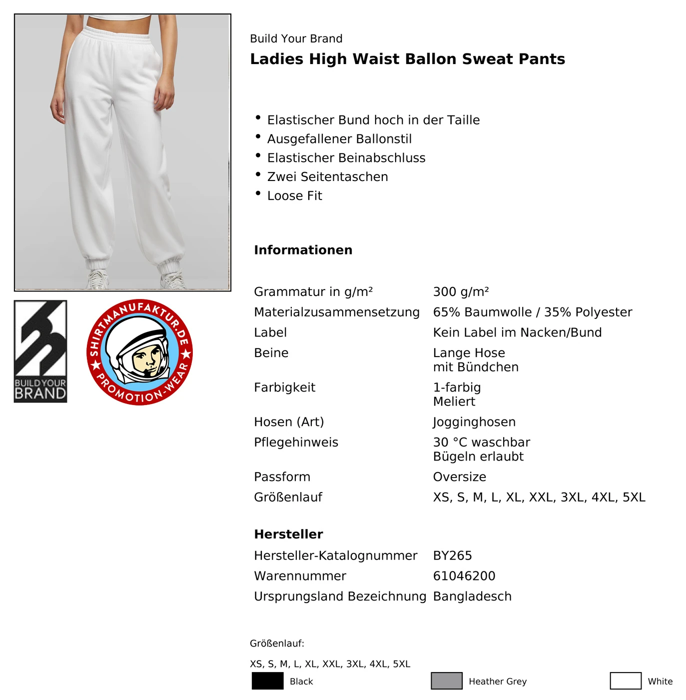 Build Your Brand Ladies High Waist Ballon Sweat Pants