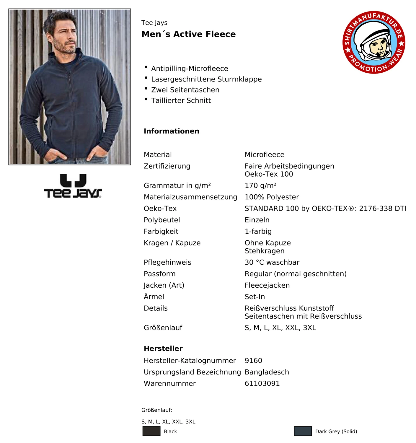 Tee Jays Mens Active Fleece