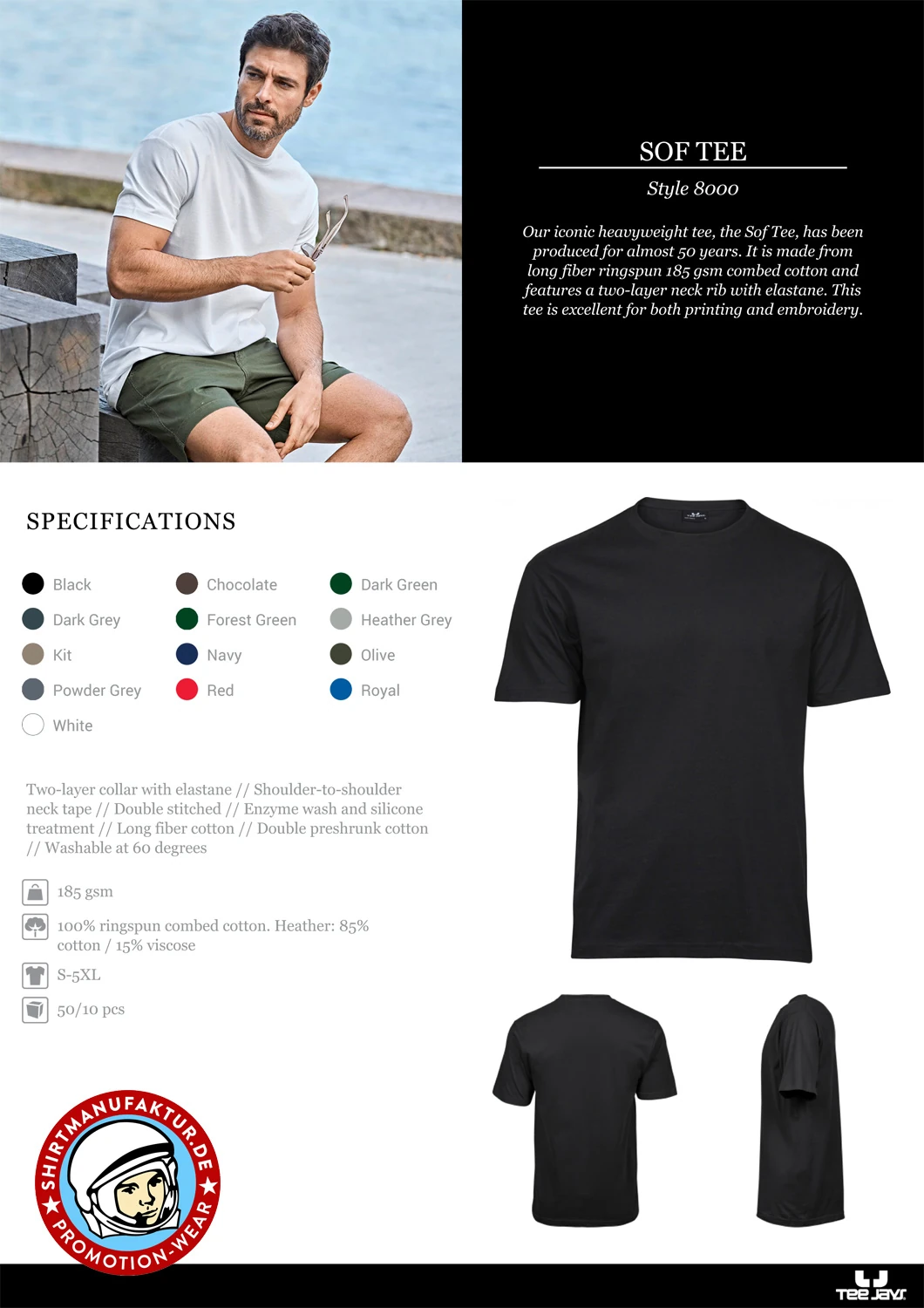 Tee Jays Mens Sof Tee