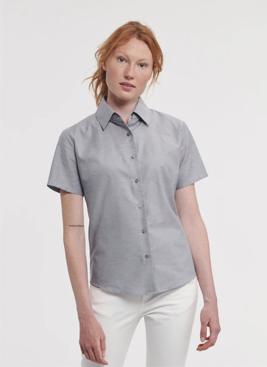 Russell Ladies Short Sleeve Oxford Blouse