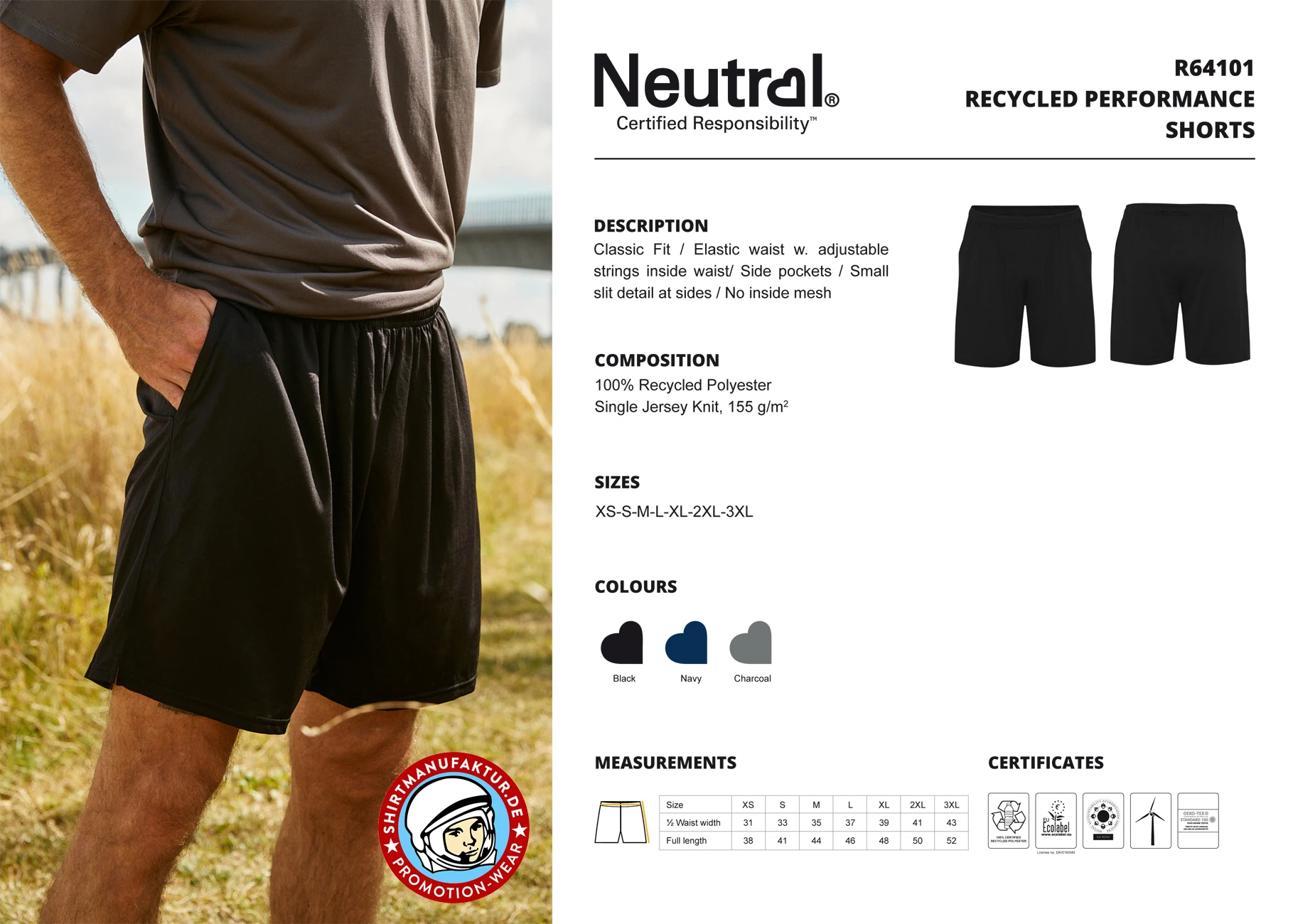 Neutral Recycled Performance Shorts