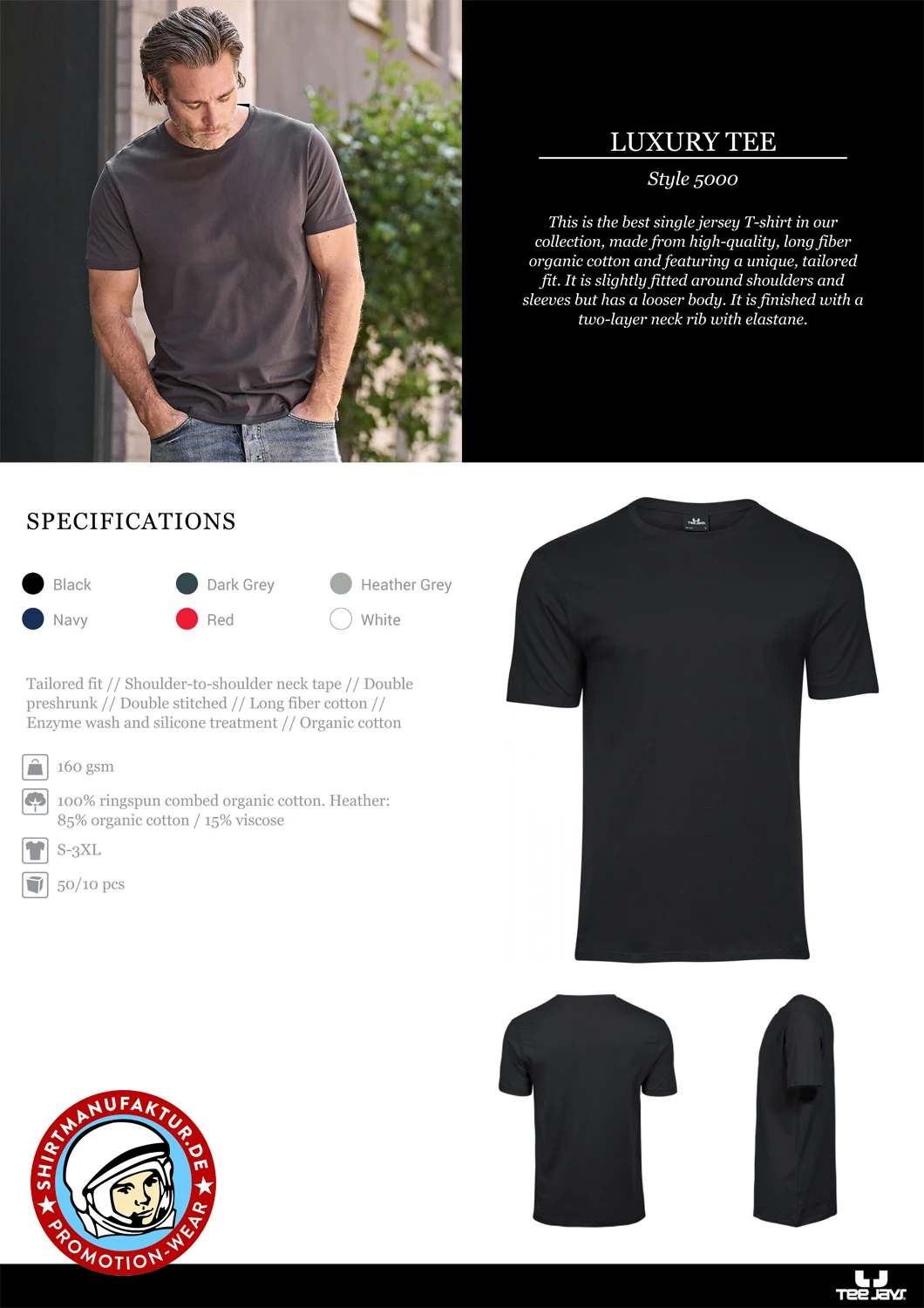Tee Jays Mens Luxury Tee