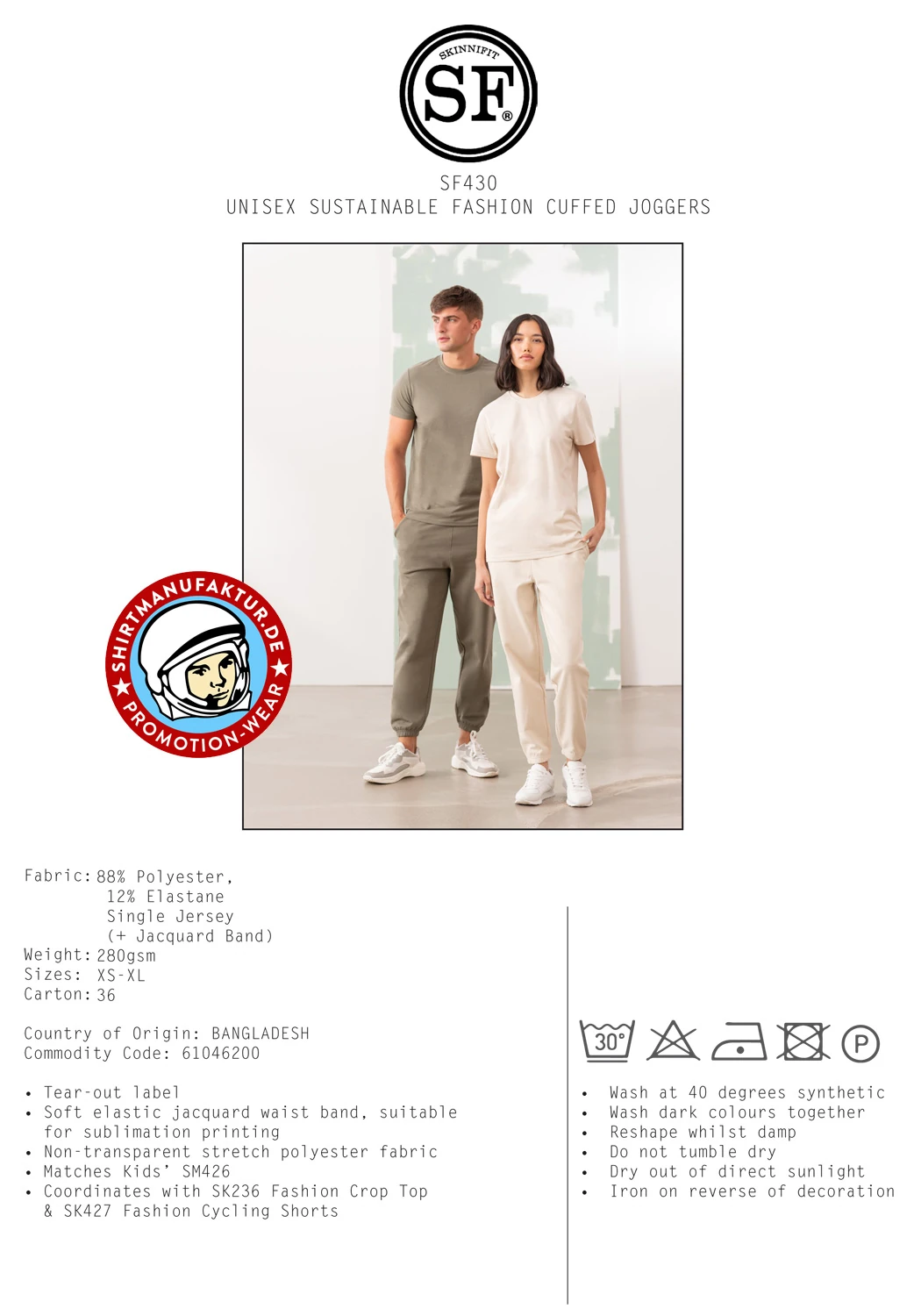 SkinniFit Unisex Sustainable Fashion Cuffed Joggers