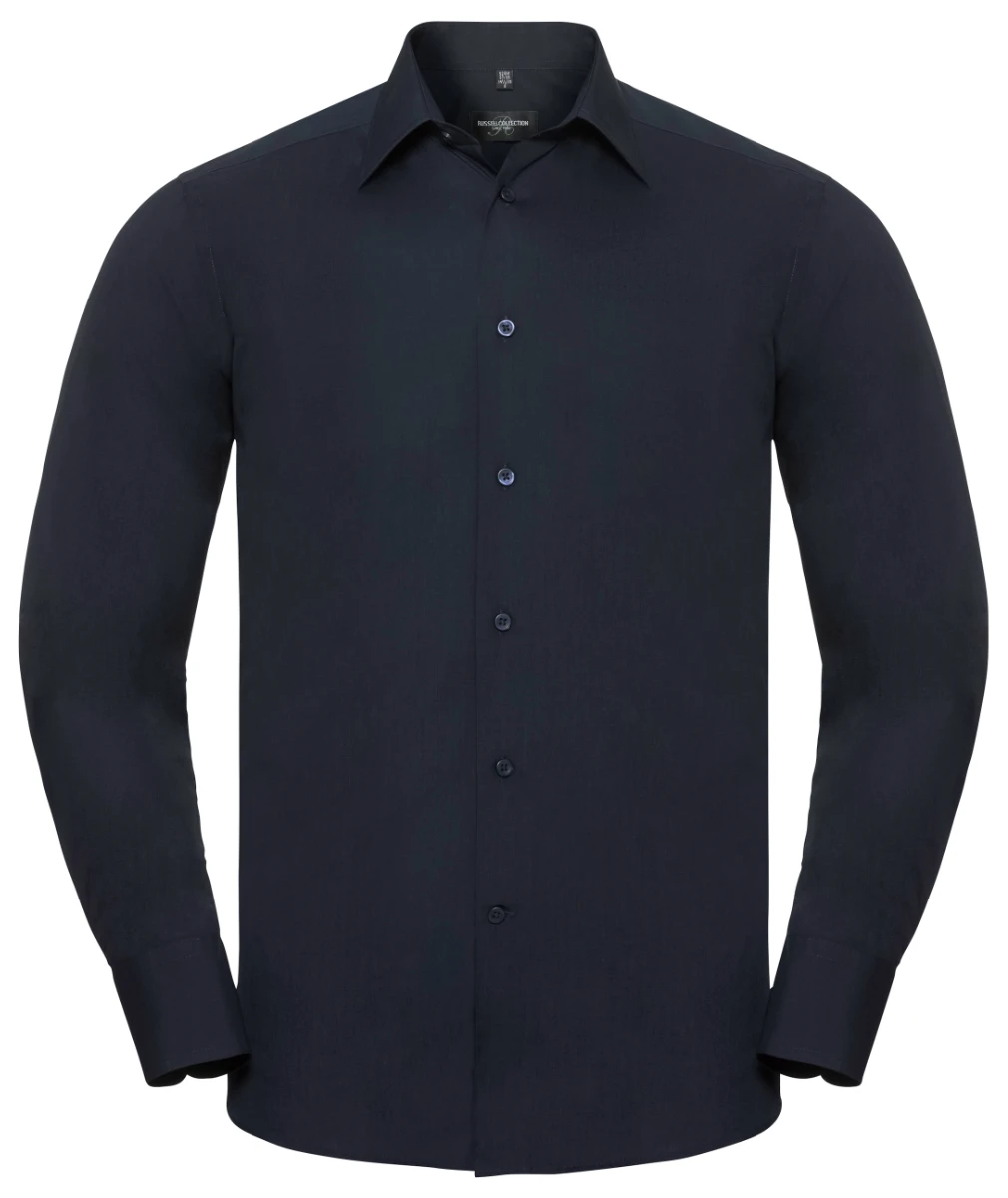 Russell Mens Poly-Cotton Tailored Longsleeve Poplin Shirt