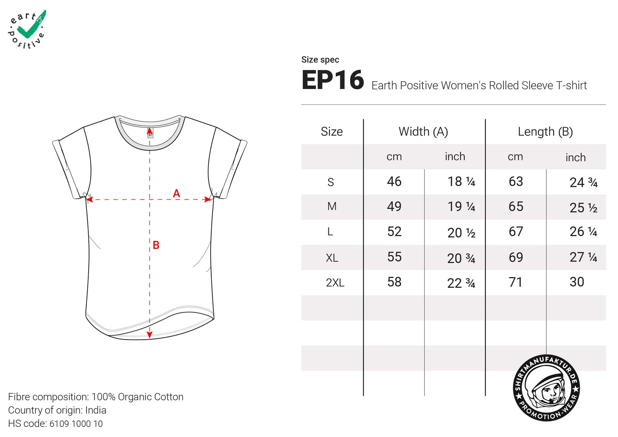 Earth Positve Womens Rolled Sleeve T-Shirt