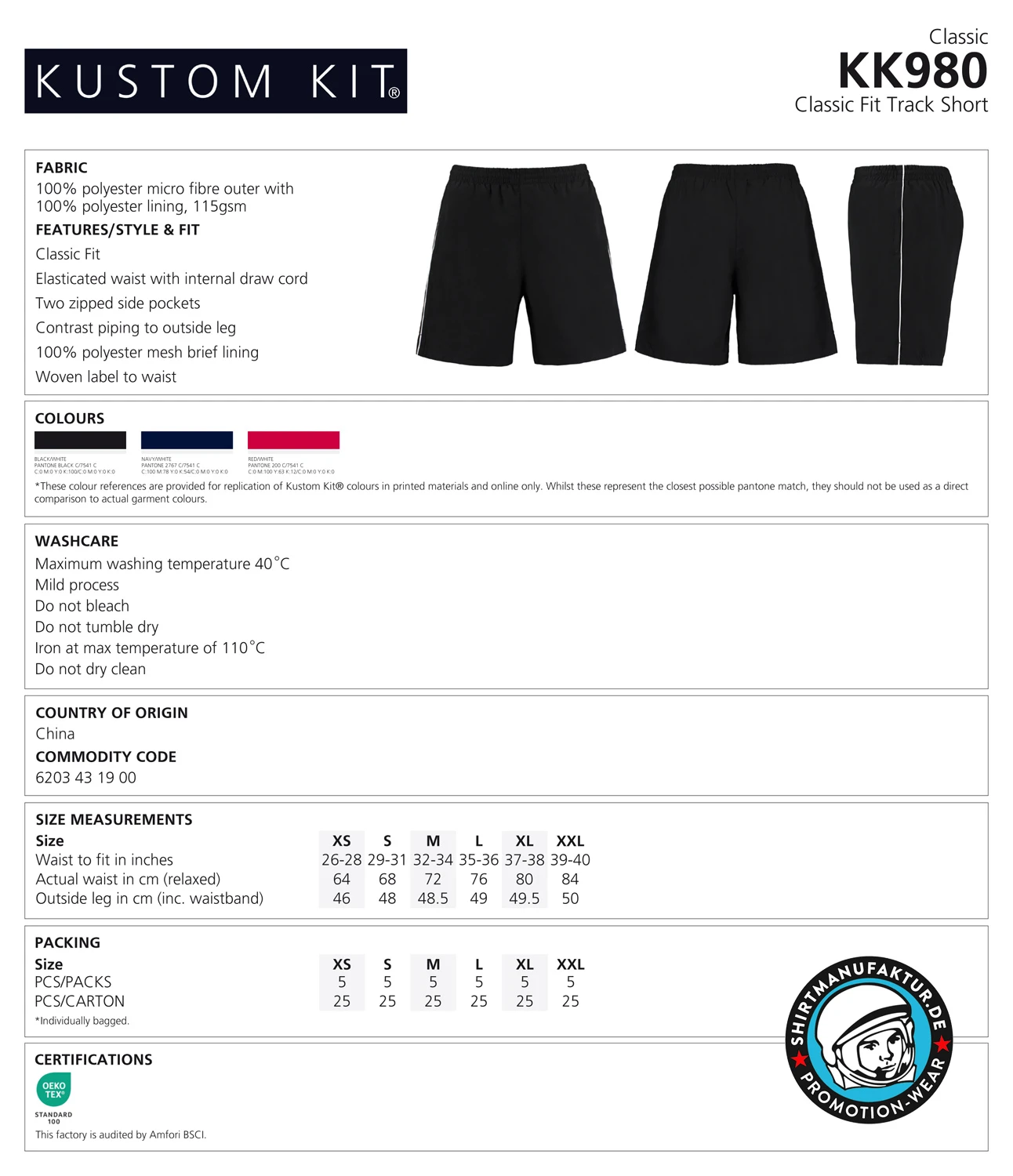 Kustom Kit Track Short