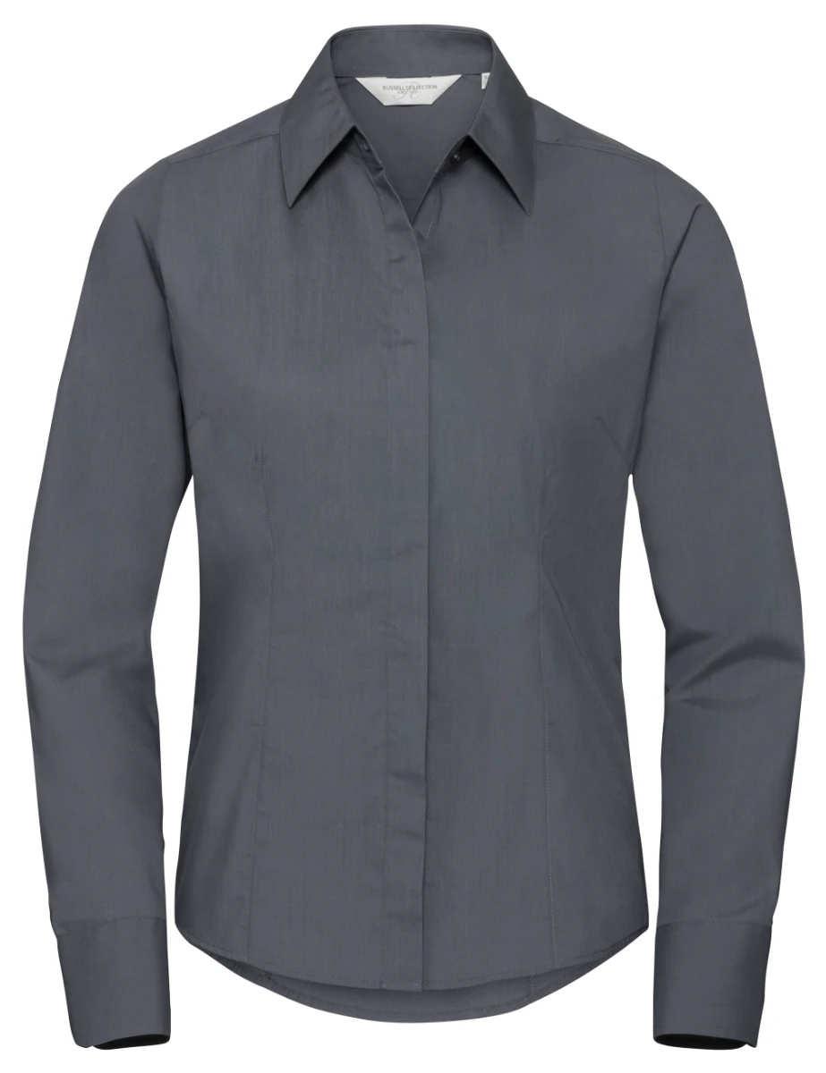 Russell Ladies Poly-Cotton Fitted Longsleeve Poplin Blouse