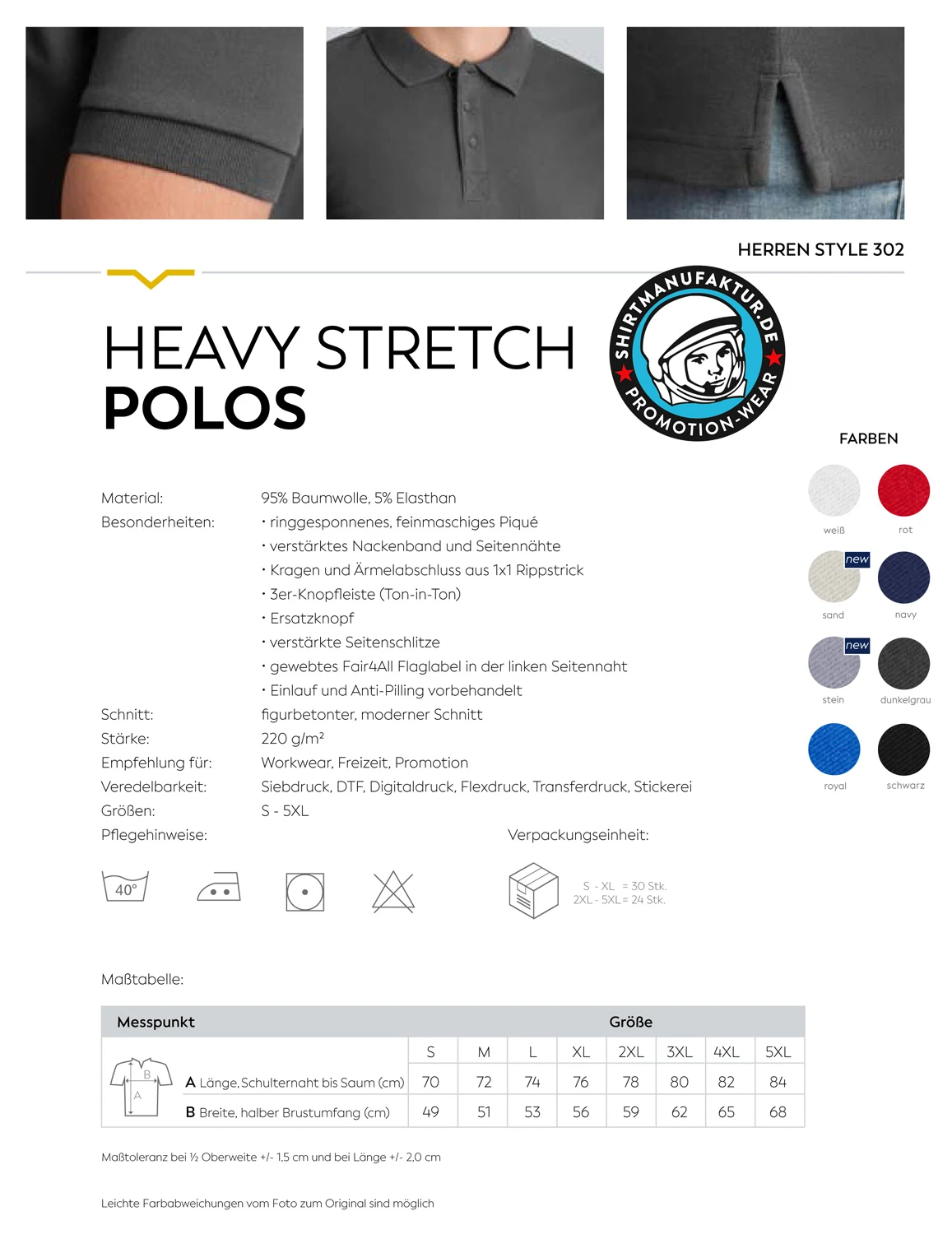 HRM Mens Heavy Stretch Polo