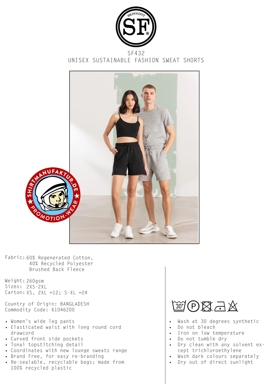 SkinniFit Unisex Sustainable Fashion Sweat Shorts