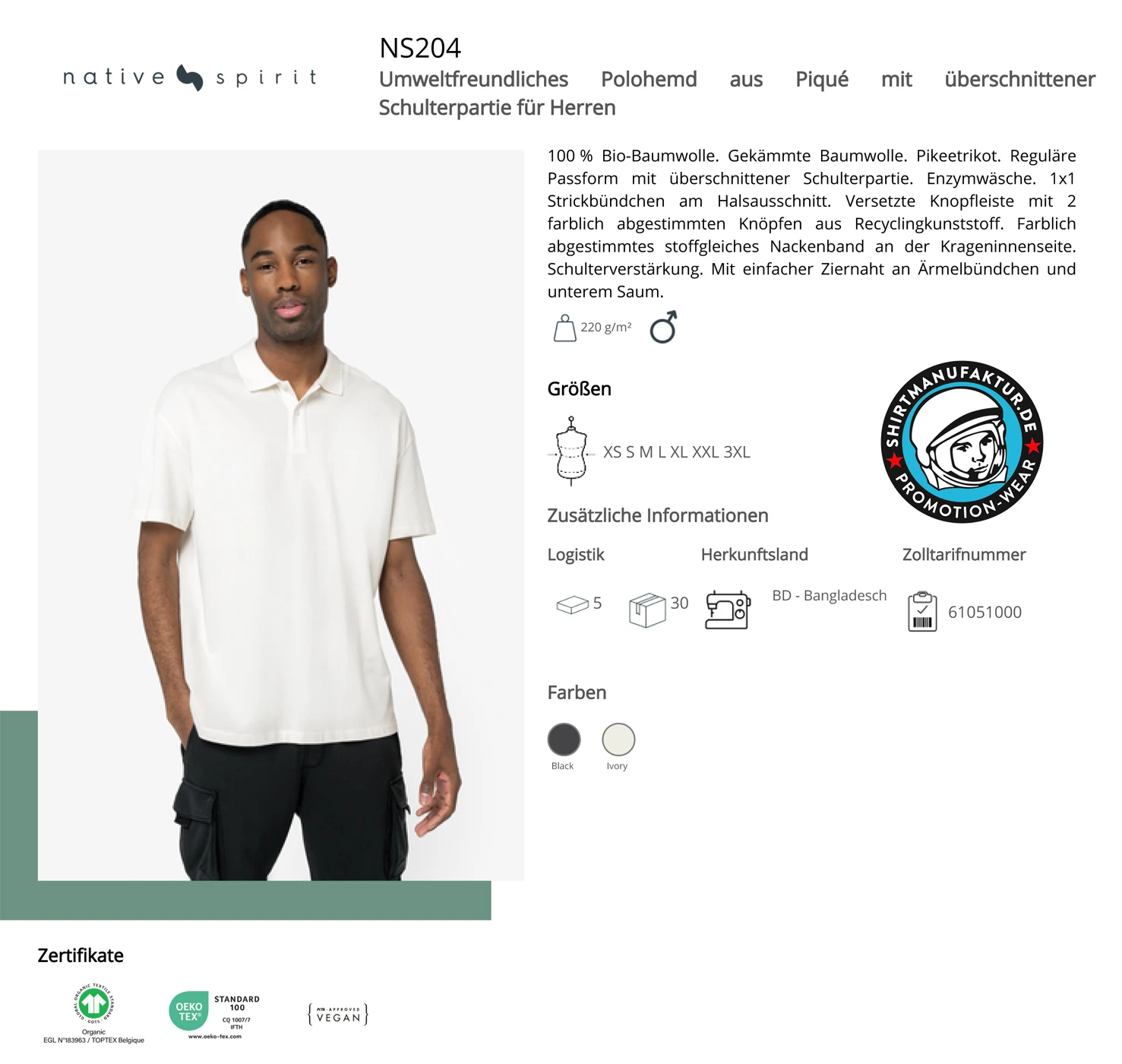 Native Spirit Mens Dropped Shoulder Piqué Polo